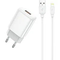Caricabatterie da Rete con Cavo Lightning Prestico F9S, 12W, 2.4A, 1 x USB-A, Bianco — 3