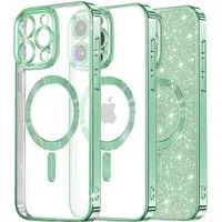 Custodia MagSafe per Apple iPhone 14 Pro Max, Techsuit, Luxury Glitter, Verde Chiaro — 3