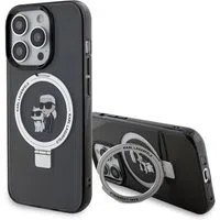 Custodia MagSafe per Apple iPhone 15 Pro, Karl Lagerfeld, Ring Stand Karl & Choupette, Nera — 3