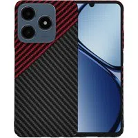 Custodia per Realme C63 / C61, Techsuit, Carbonite FiberShell, Nero Rosso — 3