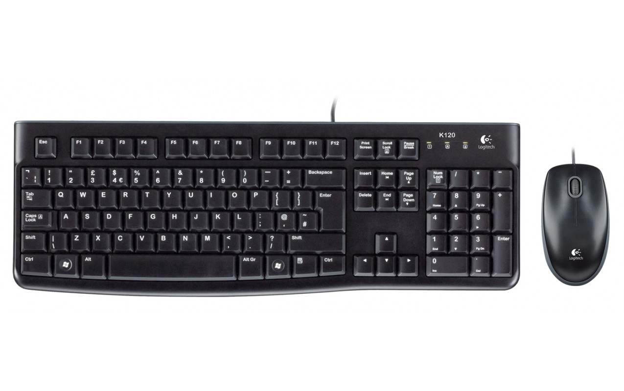 Kit Tastiera Mouse Wired USB Logitech MK120, Nero