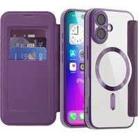 Custodia MagSafe per Apple iPhone 17, Techsuit, SmartMag Book, Viola — 3