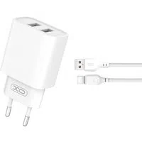 Caricabatterie da Rete con Cavo USB-C XO Design CE02C, 10.5W, 2.1A, 2 x USB-A, Bianco — 3