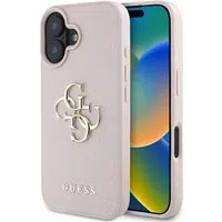 Custodia per Apple iPhone 16, Guess, Grained Big 4G Logo Small Classic Logo, Rosa — 3