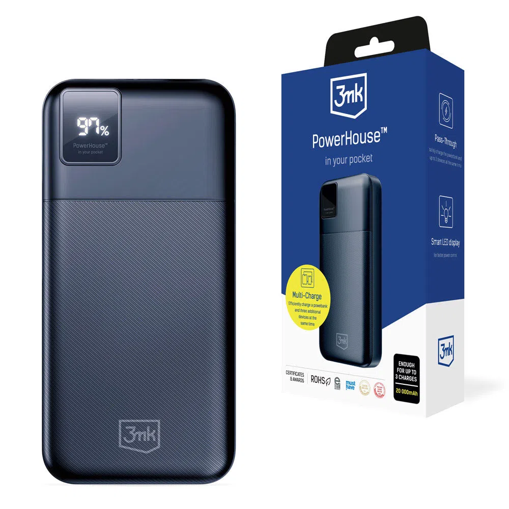 Batteria Esterna 3MK PowerHouse, 20000mAh, 22.5W, QC + PD, 1 x USB-A - 1 x USB-C, Nera — 2