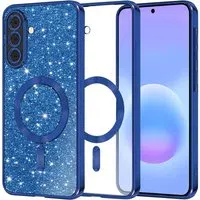 Custodia MagSafe per Samsung Galaxy A57 5G, Techsuit, Luxury Glitter, Blu Scuro — 3
