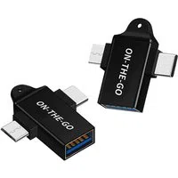 Adattatore OTG microUSB / USB-C - USB-A Techsuit A15 AluCoreX, Nero — 3