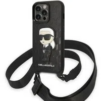 Custodia per Apple iPhone 14 Pro, Karl Lagerfeld, Monogram Ikonik Karl, Nera — 3
