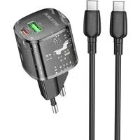 Caricabatterie da rete con cavo USB-C Borofone BN17 Sunlight, 20W, 3A, 1 x USB-A - 1 x USB-C, Nero — 3