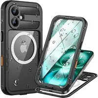 Custodia Waterproof per Apple iPhone 16, ShellBox, Carbonio, Nera — 3
