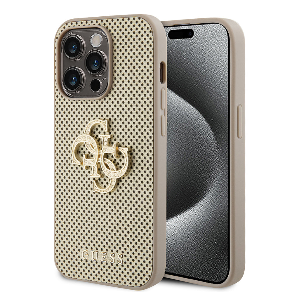 Guess Custodia per Apple iPhone 15 Pro, Guess, Perforated 4G, Dorata
