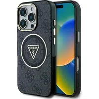 Custodia MagSafe per Apple iPhone 16 Pro, Guess, IML Glitter 4G Circle Triangle, Nera — 3