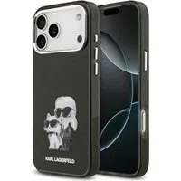 Custodia MagSafe per Apple iPhone 17 Pro Max, Karl Lagerfeld, IML Aquarelle Logo Karl & Choupette, Nera — 3