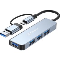 Hub USB / USB-C Techsuit H8 DataBridge, 4in1, Grigio