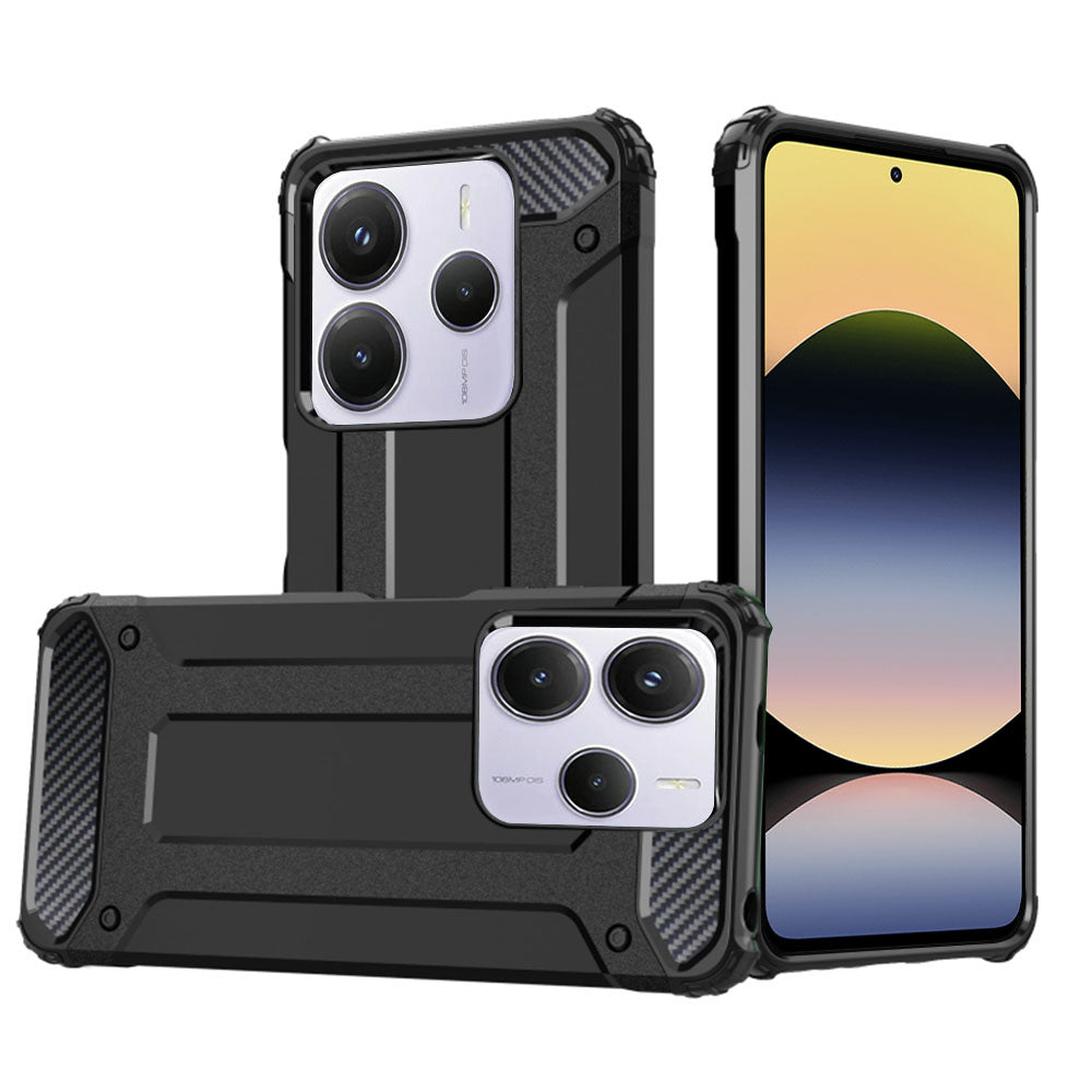 Custodia per Xiaomi Redmi Note 14 5G, Techsuit, Hybrid Armor, Nera