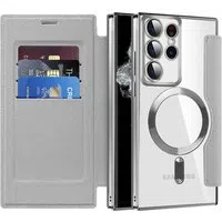 Custodia MagSafe per Samsung Galaxy S22 Ultra 5G S908, Techsuit, SmartMag Book, Grigio — 3