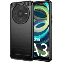 Custodia per Xiaomi Redmi A3x / A3, Techsuit, Carbonio, Nera — 3