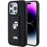 Custodia MagSafe per Apple iPhone 15 Pro Max, Karl Lagerfeld, Saffiano Gripstand Karl & Choupette, Nera — 3
