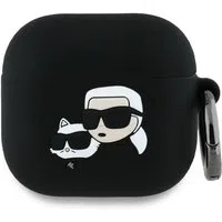 Custodia Karl Lagerfeld 3D Karl & Choupette's Heads per Apple AirPods 4, Nera — 3