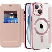 Custodia MagSafe per Apple iPhone 15 Plus, Techsuit, SmartMag Book, Rosa — 3