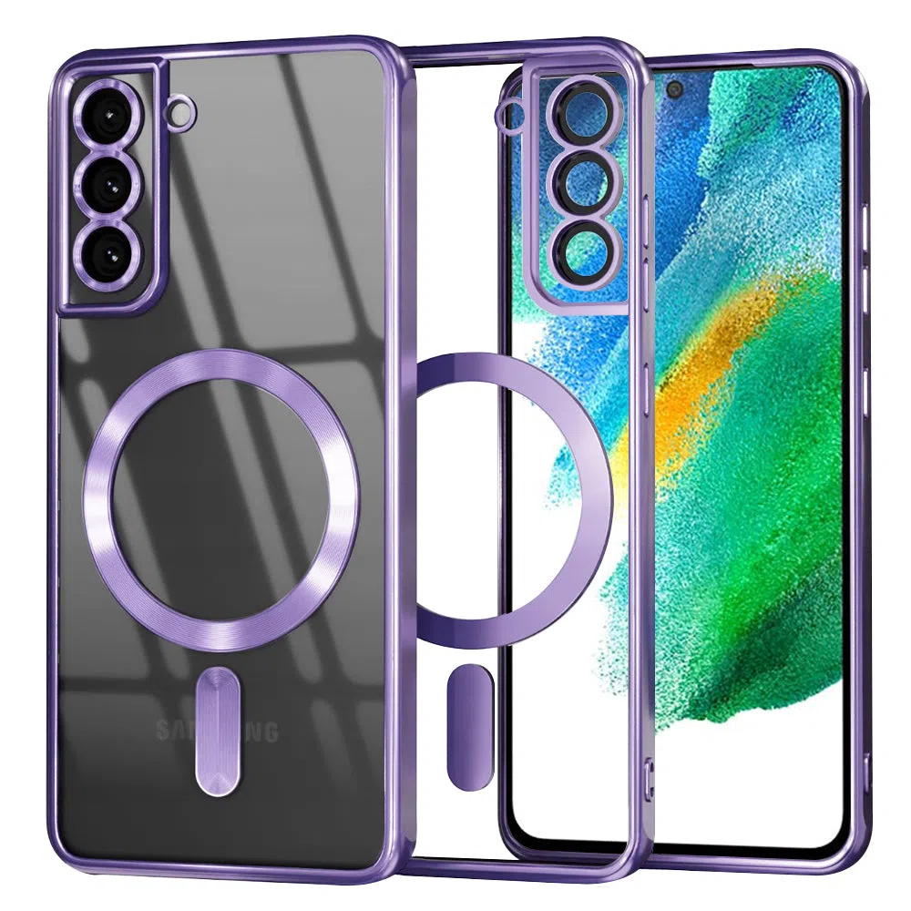 Custodia MagSafe per Samsung Galaxy S21 FE 5G G990, Techsuit, Luxury Crystal, Viola Chiaro — 2