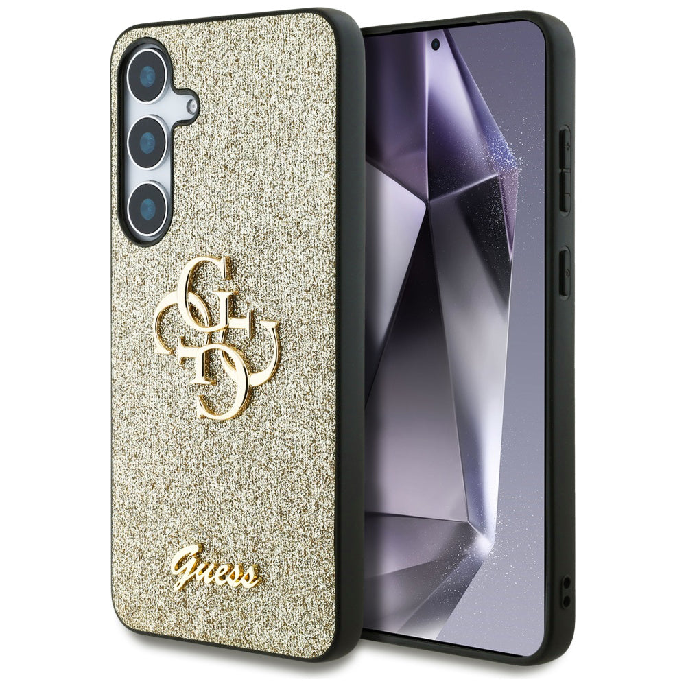 Guess Custodia per Samsung Galaxy S25+ S936, Guess, Glitter Big 4G Script, Dorata