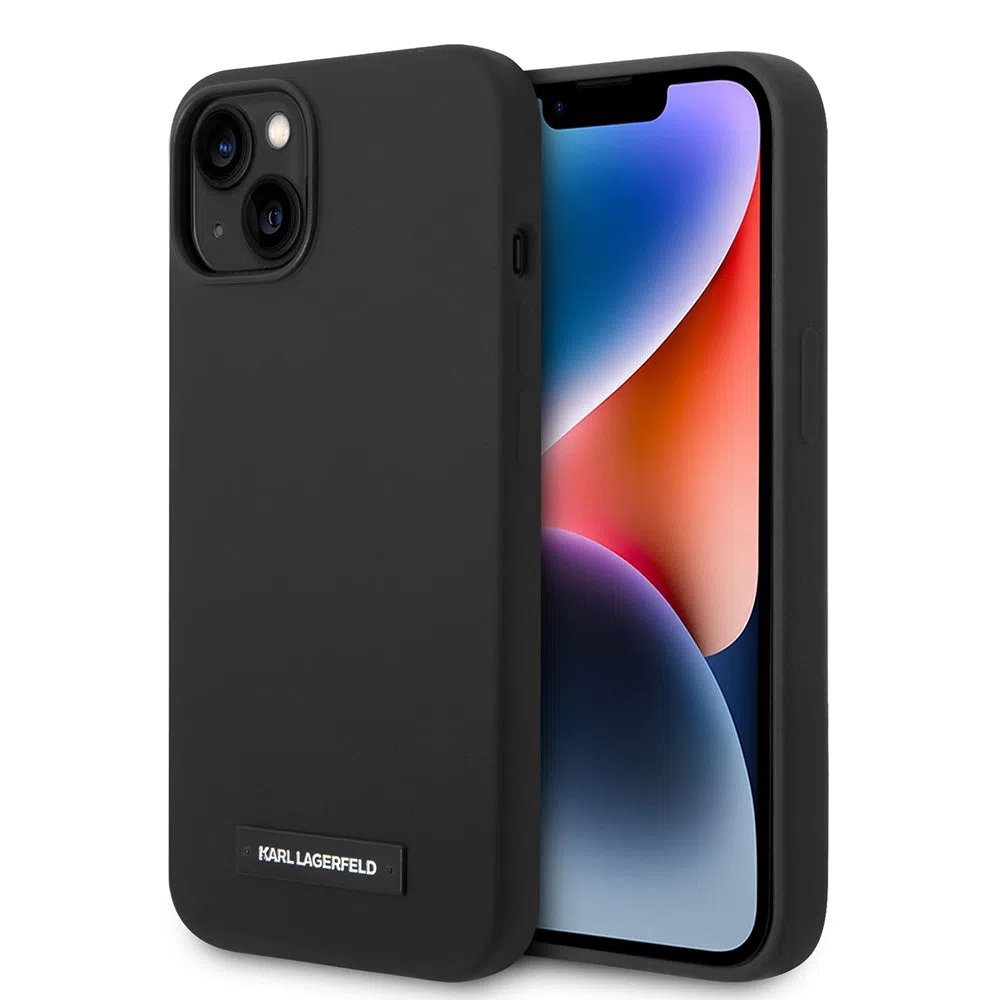 Custodia MagSafe per Apple iPhone 14 Plus, Karl Lagerfeld, Silicone Plaque, Nera — 2
