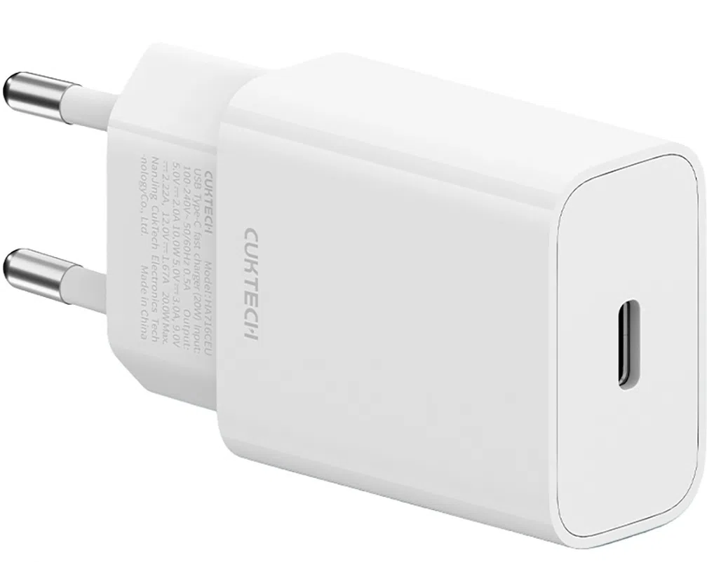 Caricatore da rete Cuktech HA716C, 20W, 3A, 1 x USB-C, Bianco — 2