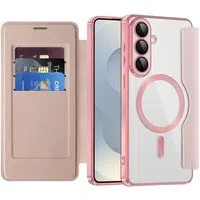 Custodia MagSafe per Samsung Galaxy S26 S942, Techsuit, SmartMag Book, Rosa — 3
