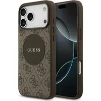 Custodia MagSafe per Apple iPhone 17 Pro Max, Guess, 4G Circle Classic Logo, Marrone — 3