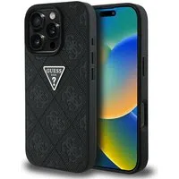 Custodia per Apple iPhone 16 Pro Max, Guess, Hot Stamp 4G Pattern Triangle Logo, Nera — 3