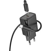 Caricabatterie da Rete con Cavo USB-C HOCO N62, 30W, 3A, 1 x USB-C, Nero — 3