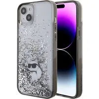 Custodia per Apple iPhone 15 Plus, Karl Lagerfeld, Liquid Glitter Choupette, Trasparente — 3