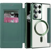 Custodia MagSafe per Samsung Galaxy S22 Ultra 5G S908, Techsuit, SmartMag Book, Verde — 3