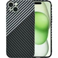 Custodia per Apple iPhone 15 Plus, Techsuit, Carbonite FiberShell, Nero Grigio — 3