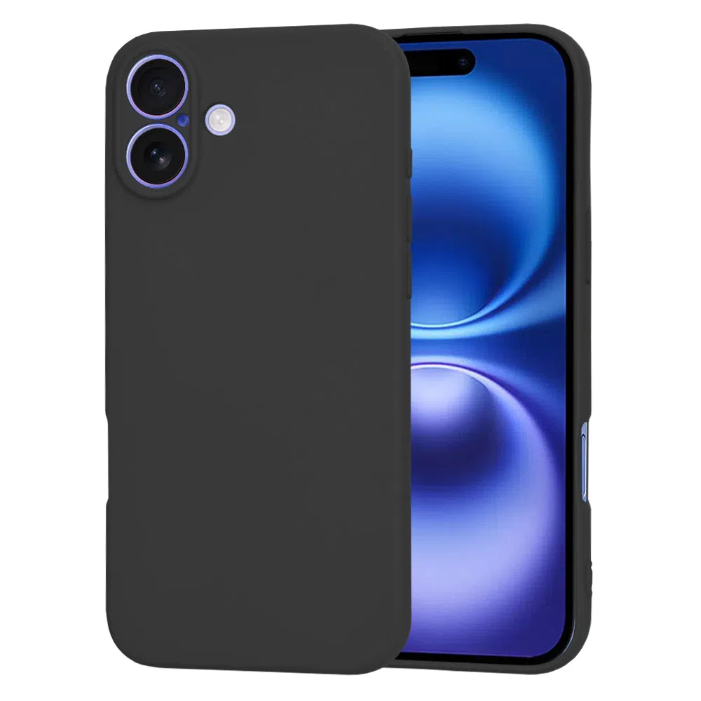 Custodia per Apple iPhone 16, Techsuit, SoftFlex, Nera — 2