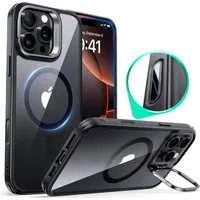Custodia MagSafe per Apple iPhone 16 Pro Max, ESR, Classic Hybrid Kickstand Slide, Nera Trasparente — 3