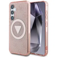 Custodia MagSafe per Samsung Galaxy S25 S931, Guess, IML Glitter 4G Circle Triangle, Rosa — 3