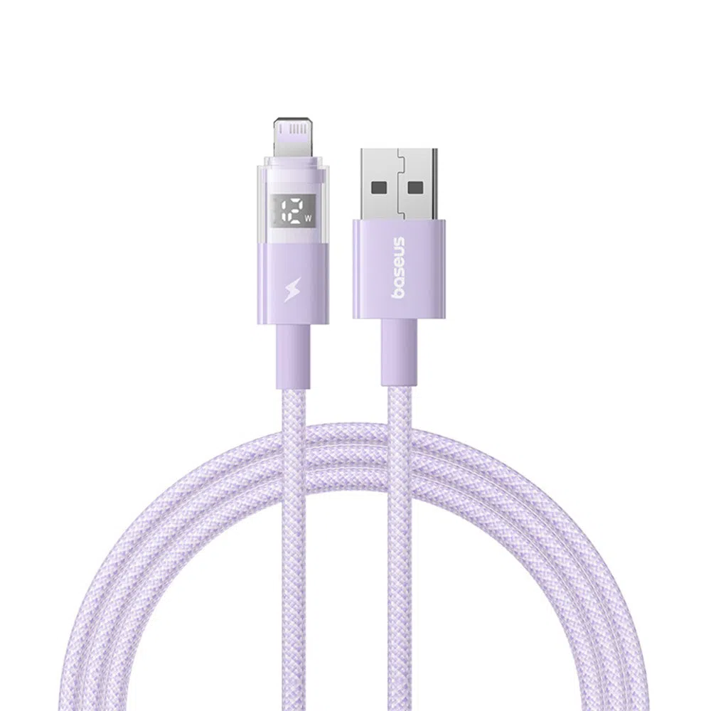 Cavo Dati e Ricarica USB-A - Lightning Baseus Display 2, 12W, 2m, Viola P10382700511-01 — 2