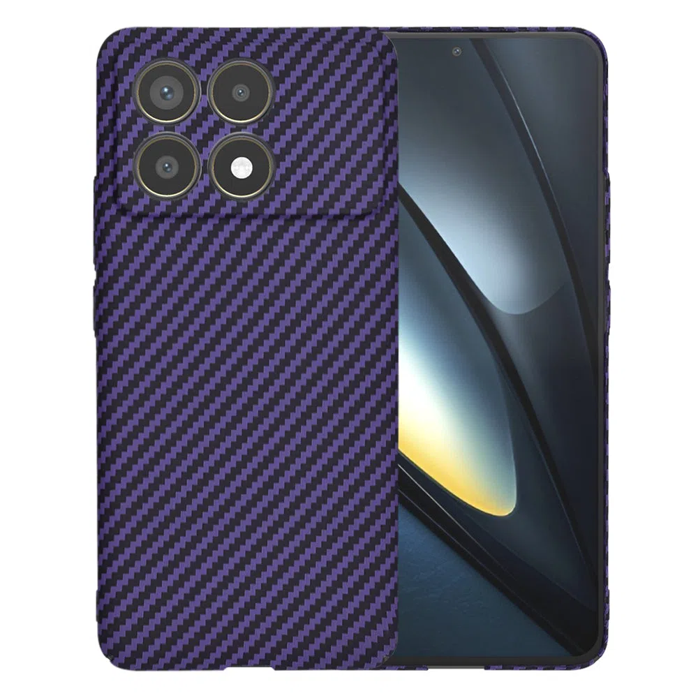 Custodia per Xiaomi Poco F6 Pro, Techsuit, Carbonite FiberShell, Viola — 2