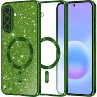 Custodia MagSafe per Samsung Galaxy A57 5G, Techsuit, Luxury Glitter, Verde Scuro — 3