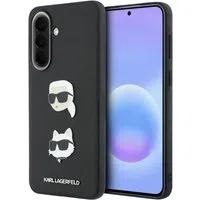 Custodia per Samsung Galaxy A37 5G, Karl Lagerfeld, Spille con teste di Karl e Choupette e logo, Nera — 3