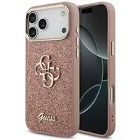 Custodia per Apple iPhone 17 Pro Max, Guess, Fixed Glitter Big 4G Metal Frame, Rosa — 3