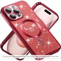 Custodia MagSafe per Apple iPhone 17, Techsuit, Luxury Glitter, Rossa — 3