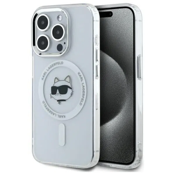 Custodia MagSafe per Apple iPhone 14 Pro Max, Karl Lagerfeld, IML Metal Choupette's Head, Bianca — 2