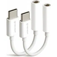 Adattatore Audio USB-C - 3.5mm Techsuit AC18 MusicBox, Bianco, Set 2 pezzi — 3