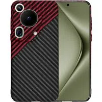 Custodia per Huawei Pura 70 Ultra, Techsuit, Carbonite FiberShell, Nero Rosso — 3