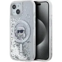 Custodia MagSafe per Apple iPhone 15, Karl Lagerfeld, Liquid Glitter Karl's Head, Trasparente — 3