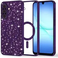 Custodia MagSafe per Samsung Galaxy A17 4G / A17 5G, Techsuit, Luxury Glitter, Viola Scuro — 3