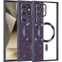 Custodia MagSafe per Samsung Galaxy S22 Ultra 5G S908, Techsuit, Luxury Glitter, Viola Scuro — 3